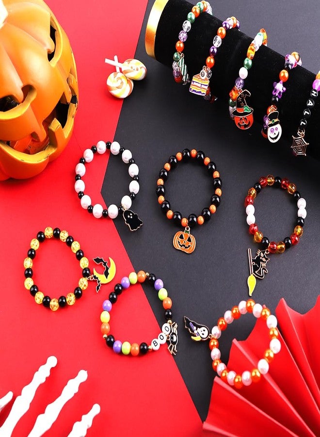 DULEFUN 12pcs Halloween Bracelets for Kids, Halloween Party Favors Bead Bracelets and Charms Set Trick or Treat for Boys Girls Halloween Goodie Bag Fillers - Image 4